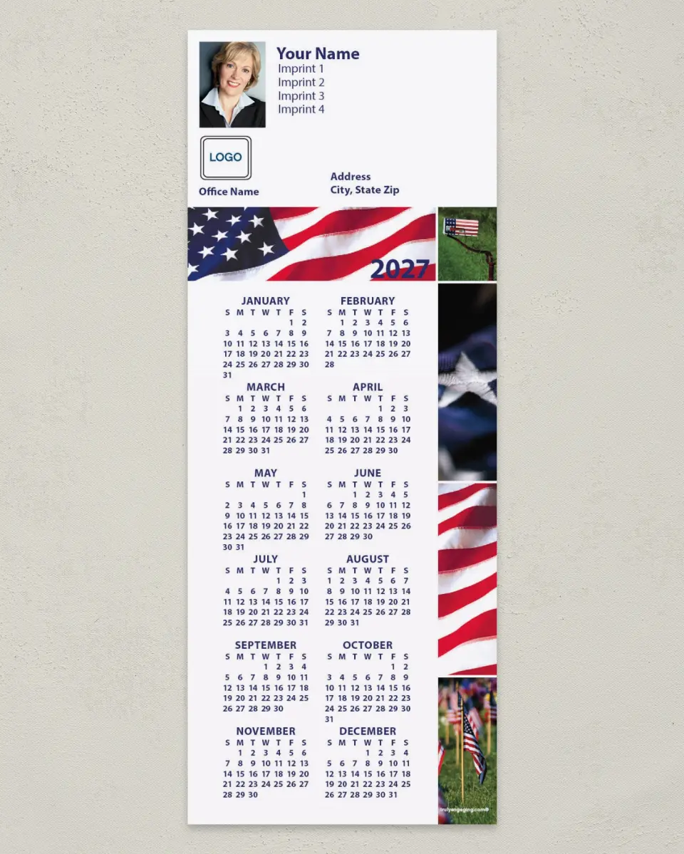 This is a 3½" x 9" Calendar MagnetCard called Flag Mosaic printed in full color