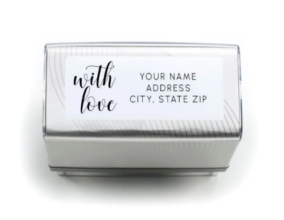 This is a 13/16" x 2 3/16" Self-Inking Stamp called True Celebration printed in full color