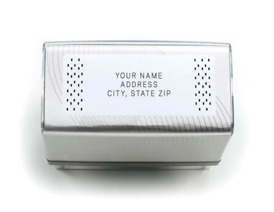 This is a 13/16" x 2 3/16" Self-Inking Stamp called Ravishing printed in full color