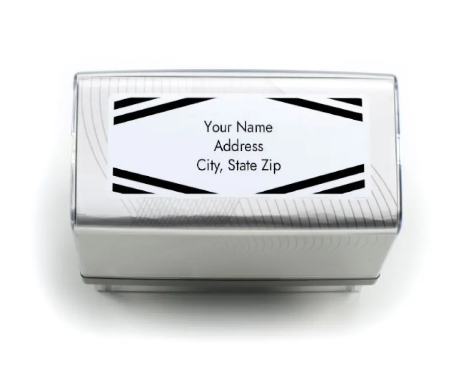 This is a 13/16" x 2 3/16" Self-Inking Stamp called Forever Gilded printed in full color