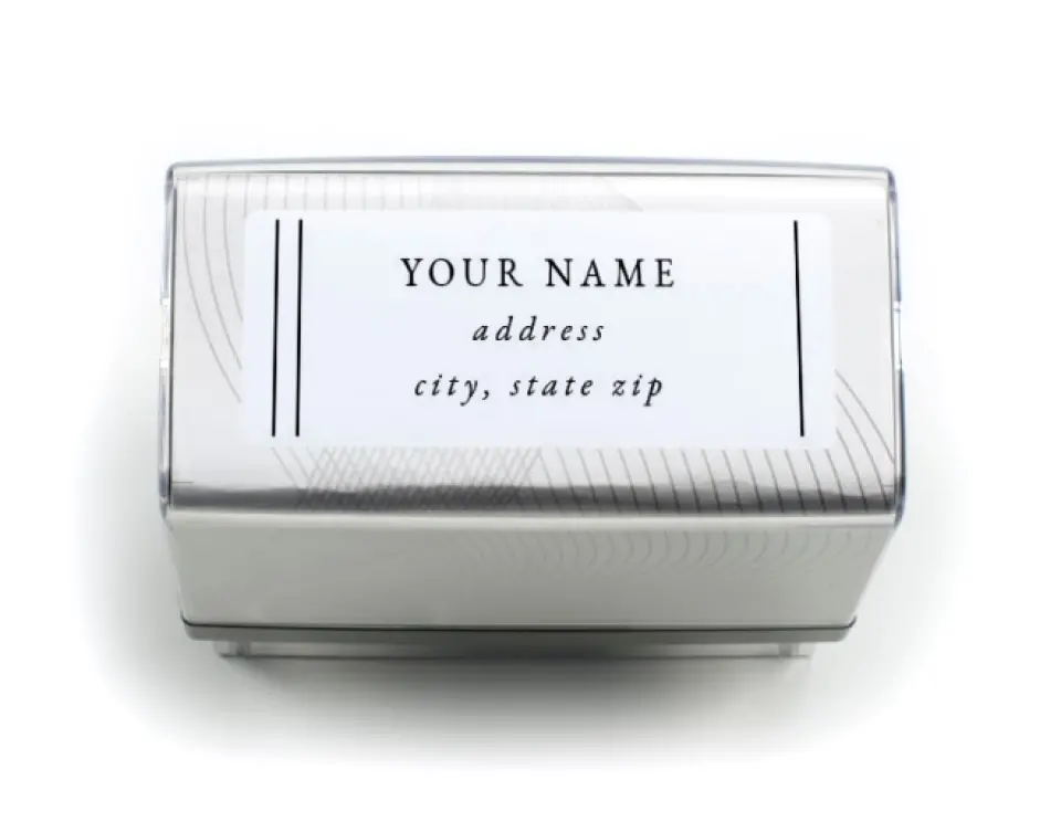 This is a 13/16" x 2 3/16" Self-Inking Stamp called Harmonious Stripes printed in full color