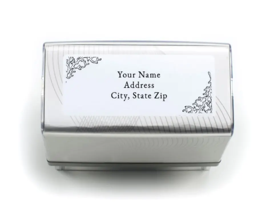 This is a 13/16" x 2 3/16" Self-Inking Stamp called Tropical Heaven printed in full color