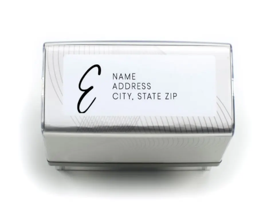 This is a 13/16" x 2 3/16" Self-Inking Stamp called Crafty Monogram printed in full color