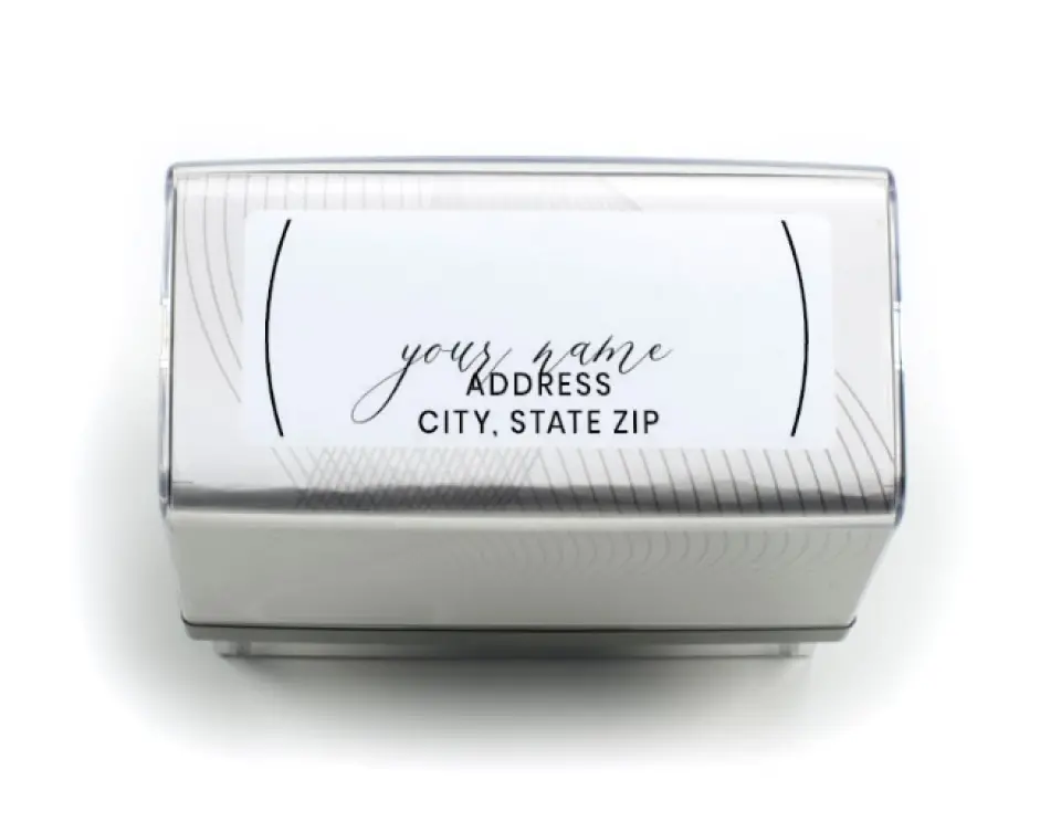This is a 13/16" x 2 3/16" Self-Inking Stamp called Family Surname printed in full color