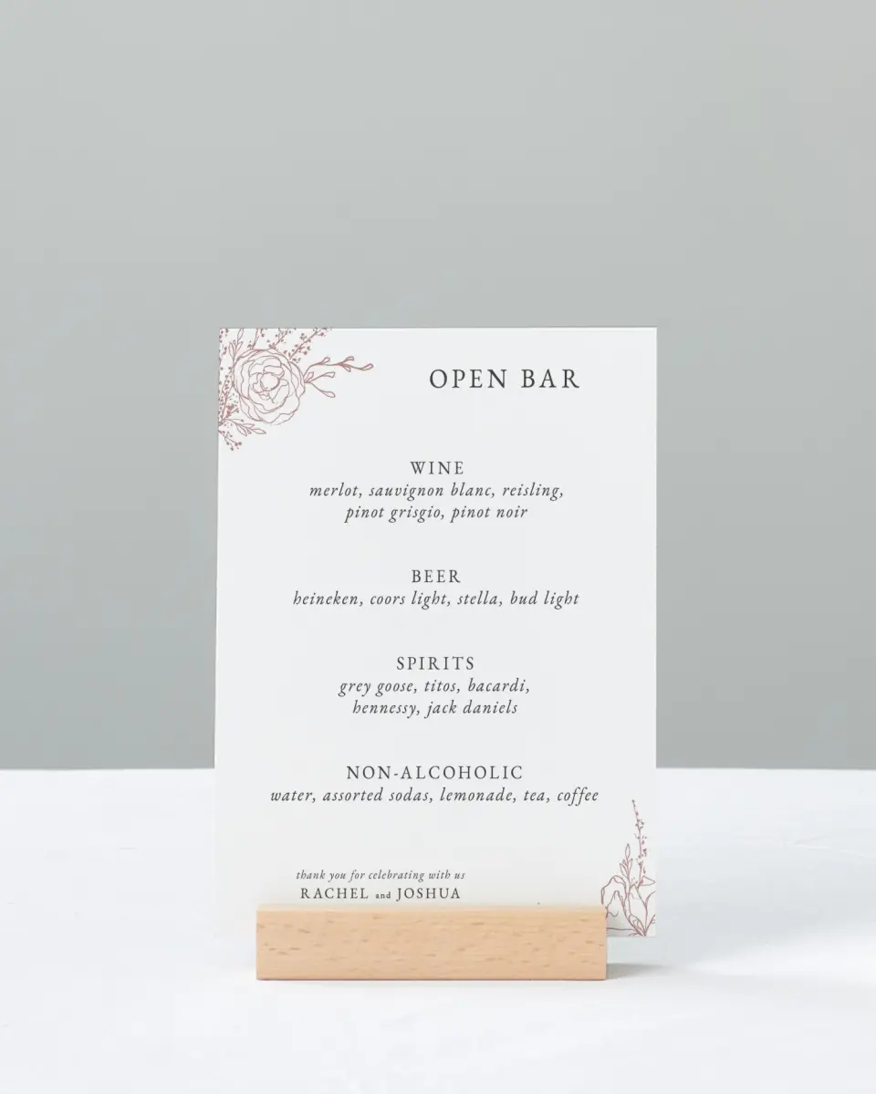 This is a 11" x 14" Menu Sign called Blooming Rose printed in full color