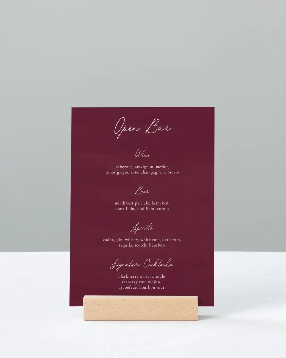 This is a 11" x 14" Menu Sign called Floral Touch printed in full color