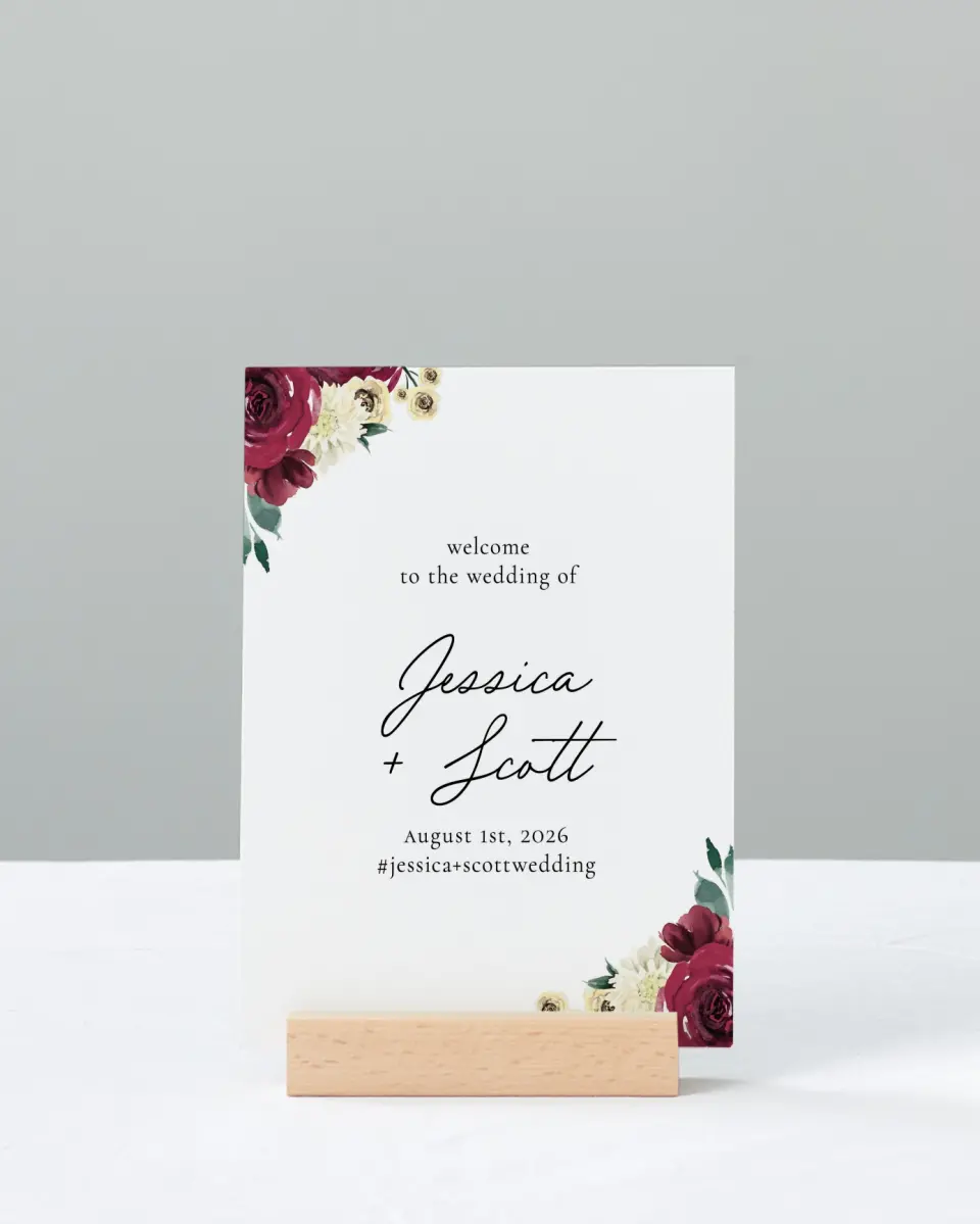 This is a 11" x 14" Welcome Sign called Floral Touch printed in full color