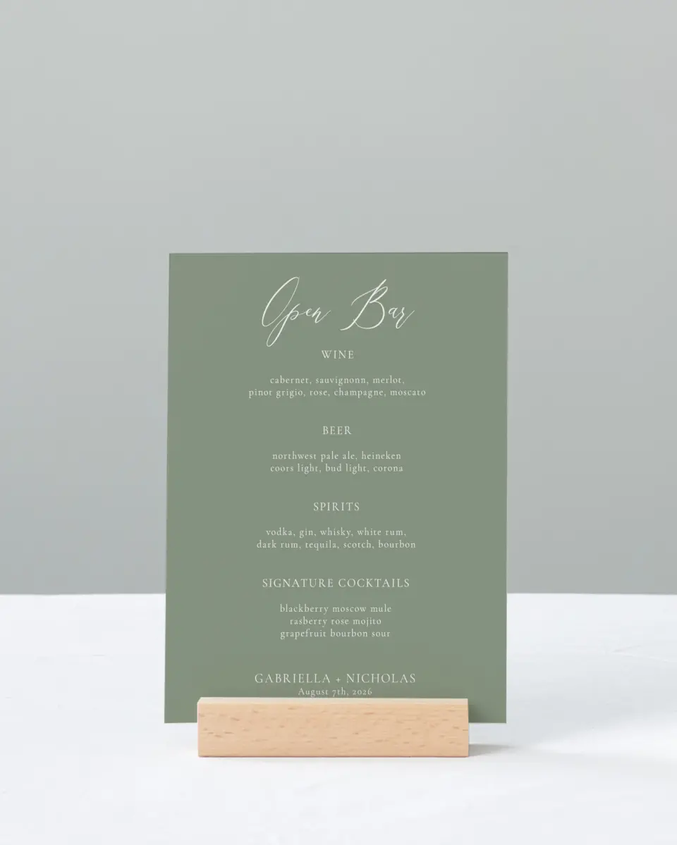 This is a 11" x 14" Menu Sign called Minimalist Type printed in full color