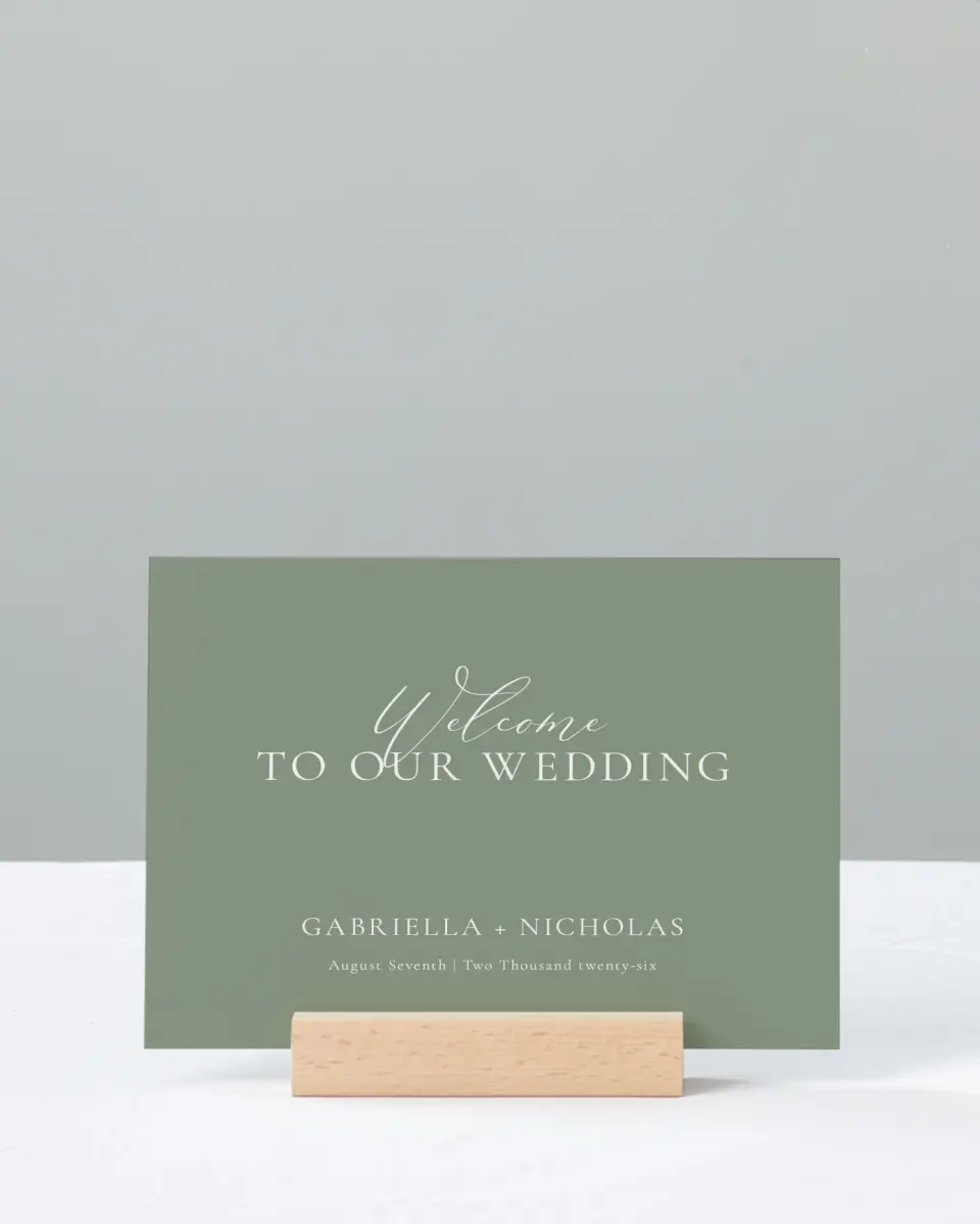 This is a 11" x 14" Welcome Sign called Minimalist Type printed in full color