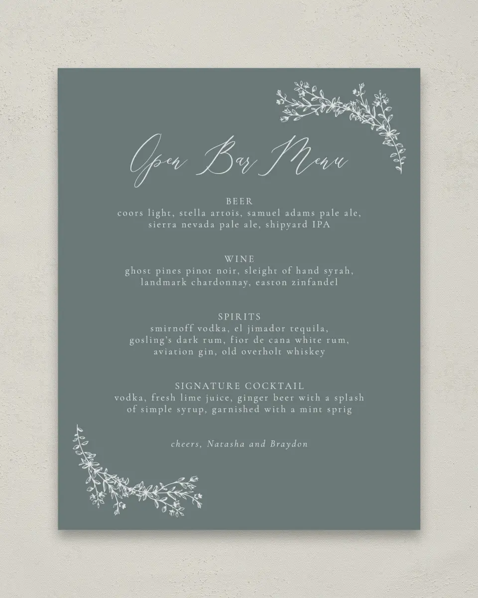 This is a 11" x 14" Menu Sign called Timeless Order printed in full color