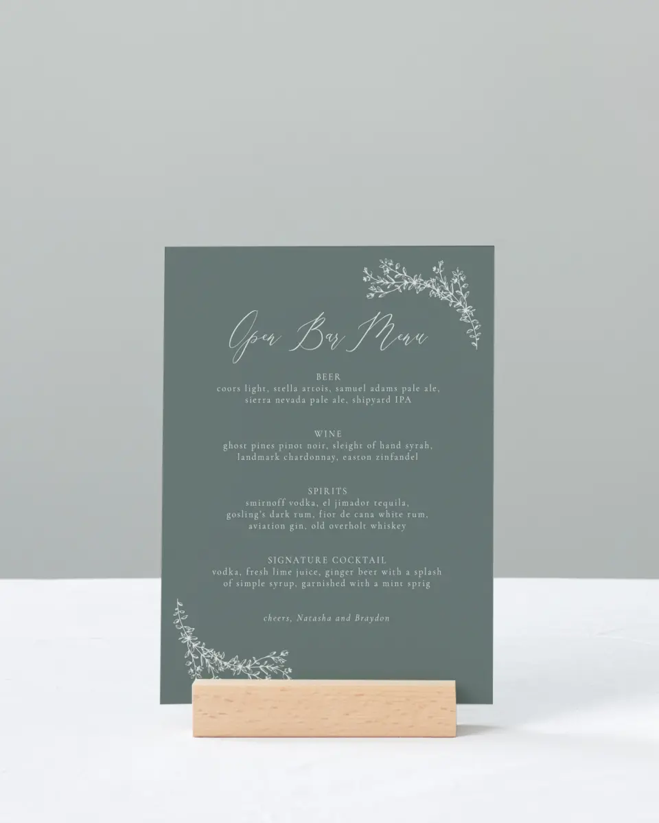 This is a 11" x 14" Menu Sign called Timeless Order printed in full color