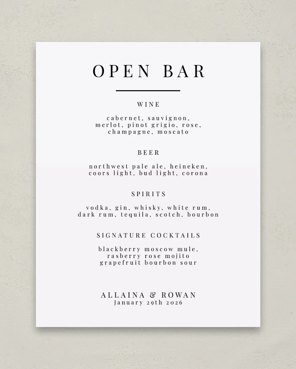 This is a 11" x 14" Menu Sign called Pure Devotion printed in full color