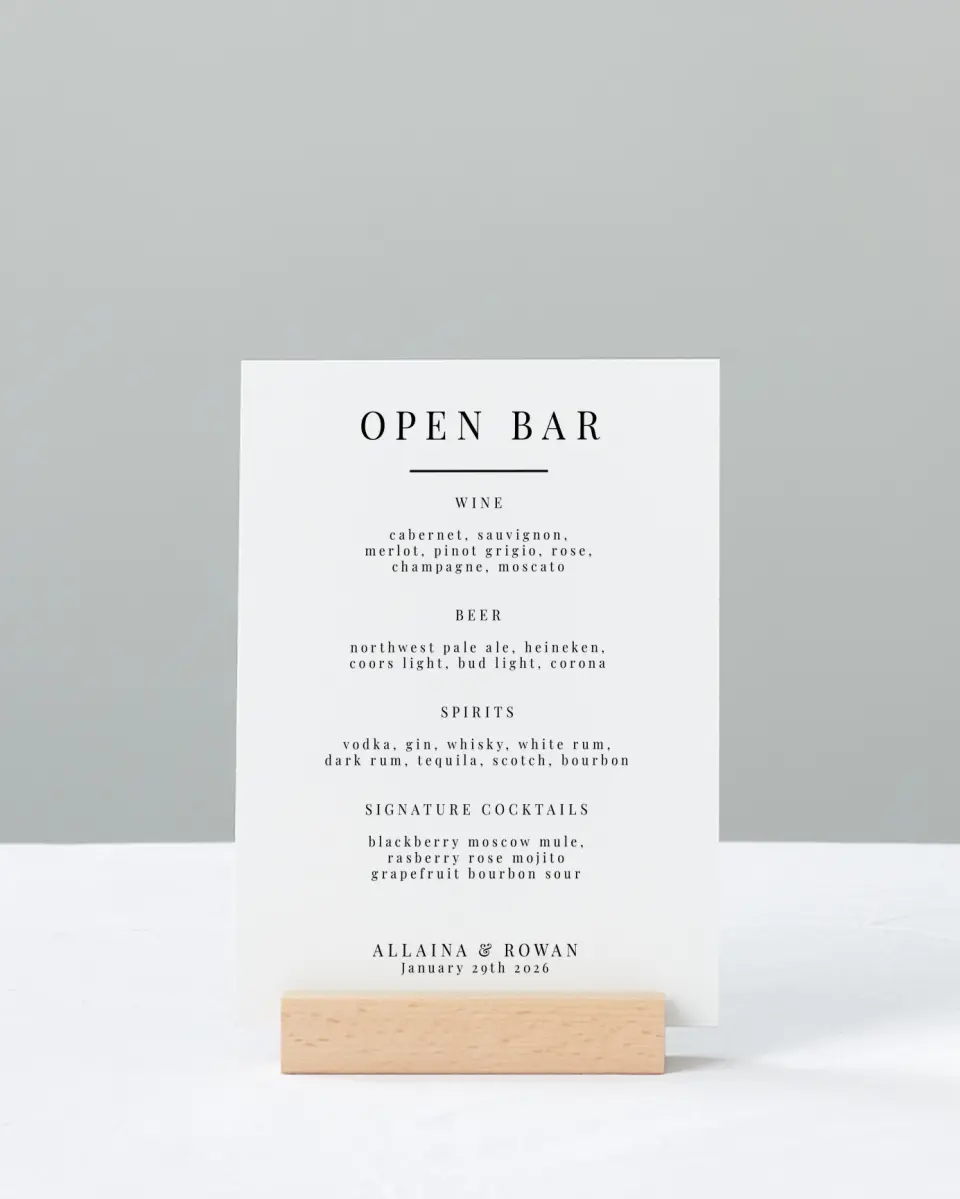 This is a 11" x 14" Menu Sign called Pure Devotion printed in full color