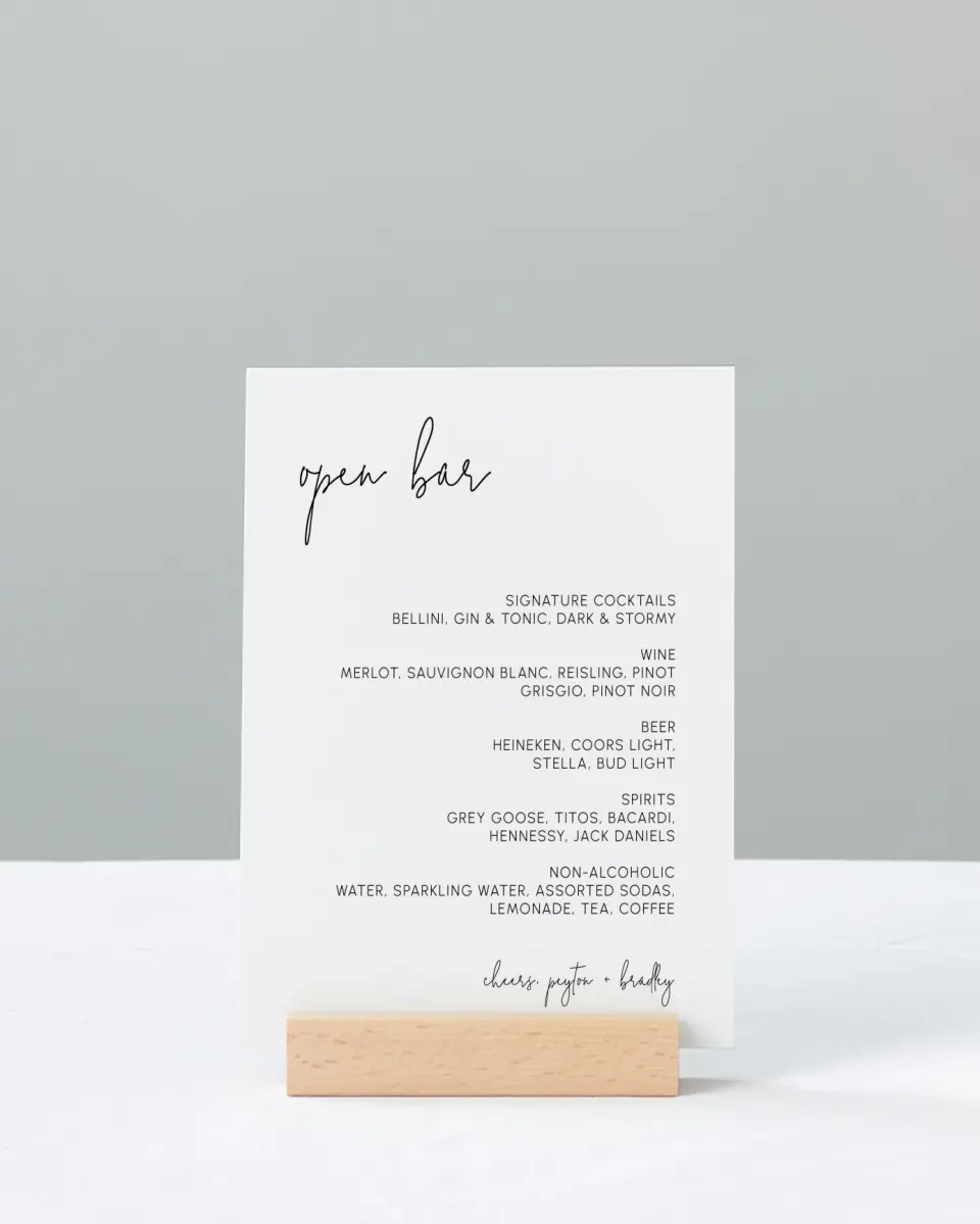This is a 11" x 14" Menu Sign called Mod Aesthetic printed in full color with Gold foil