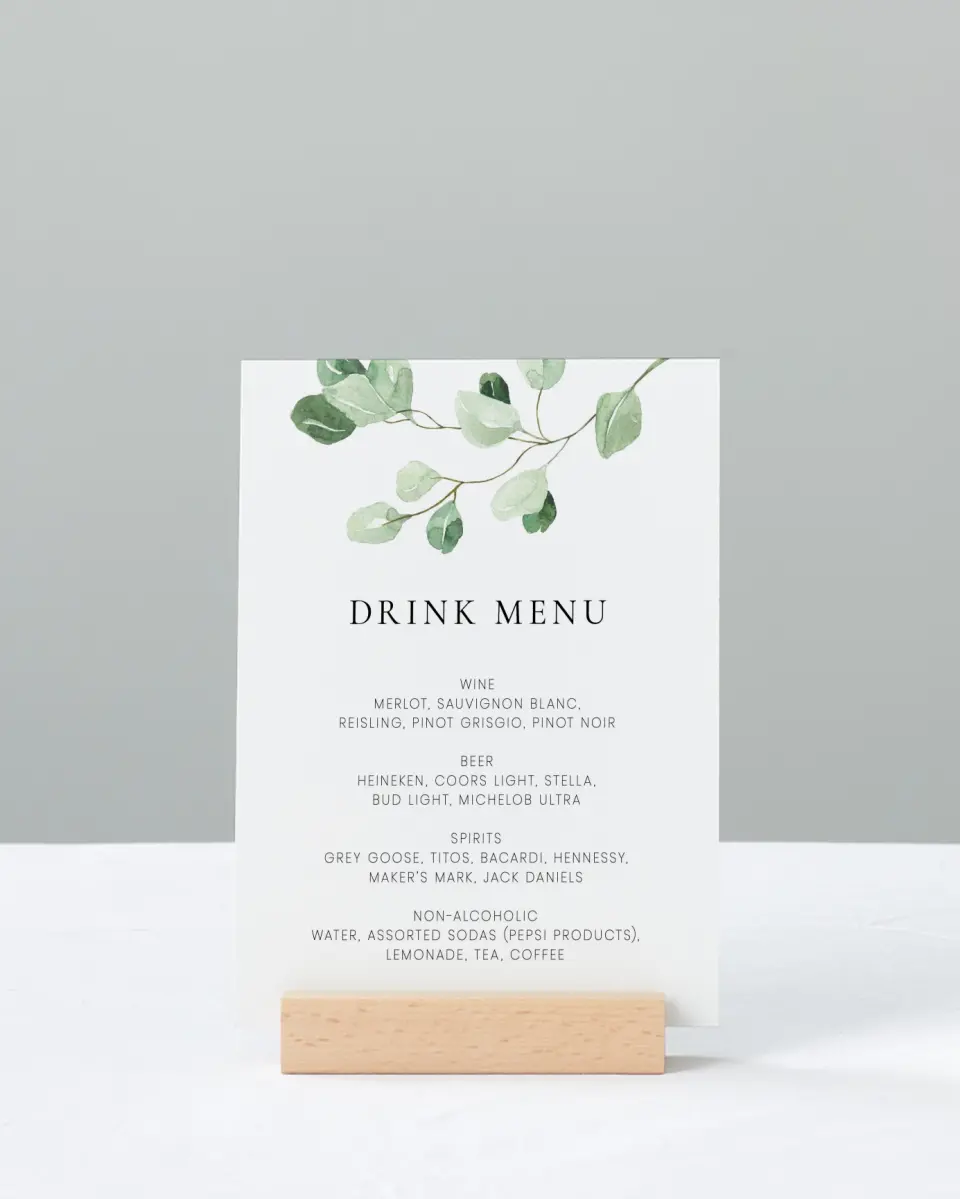 This is a 11" x 14" Menu Sign called Sweet Greenery printed in full color