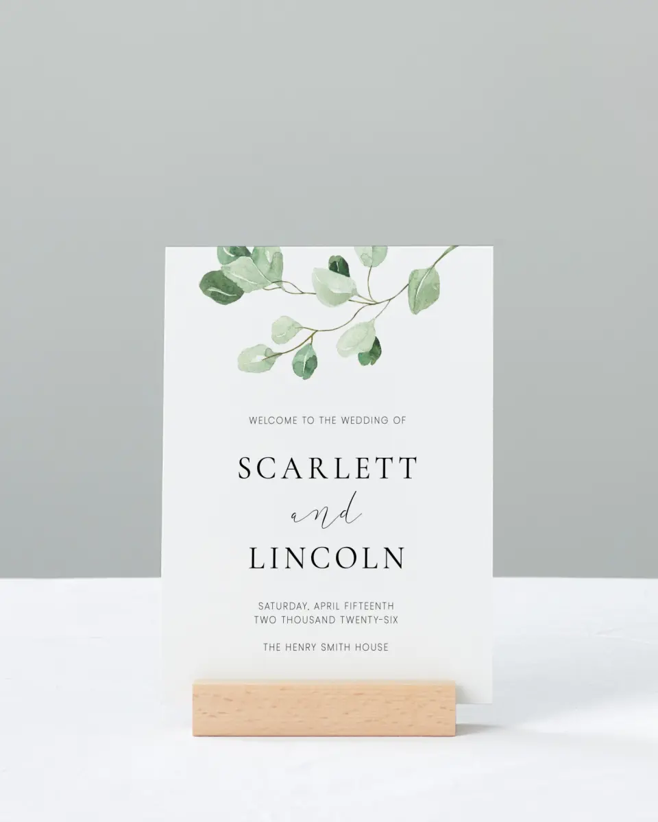 This is a 11" x 14" Welcome Sign called Sweet Greenery printed in full color