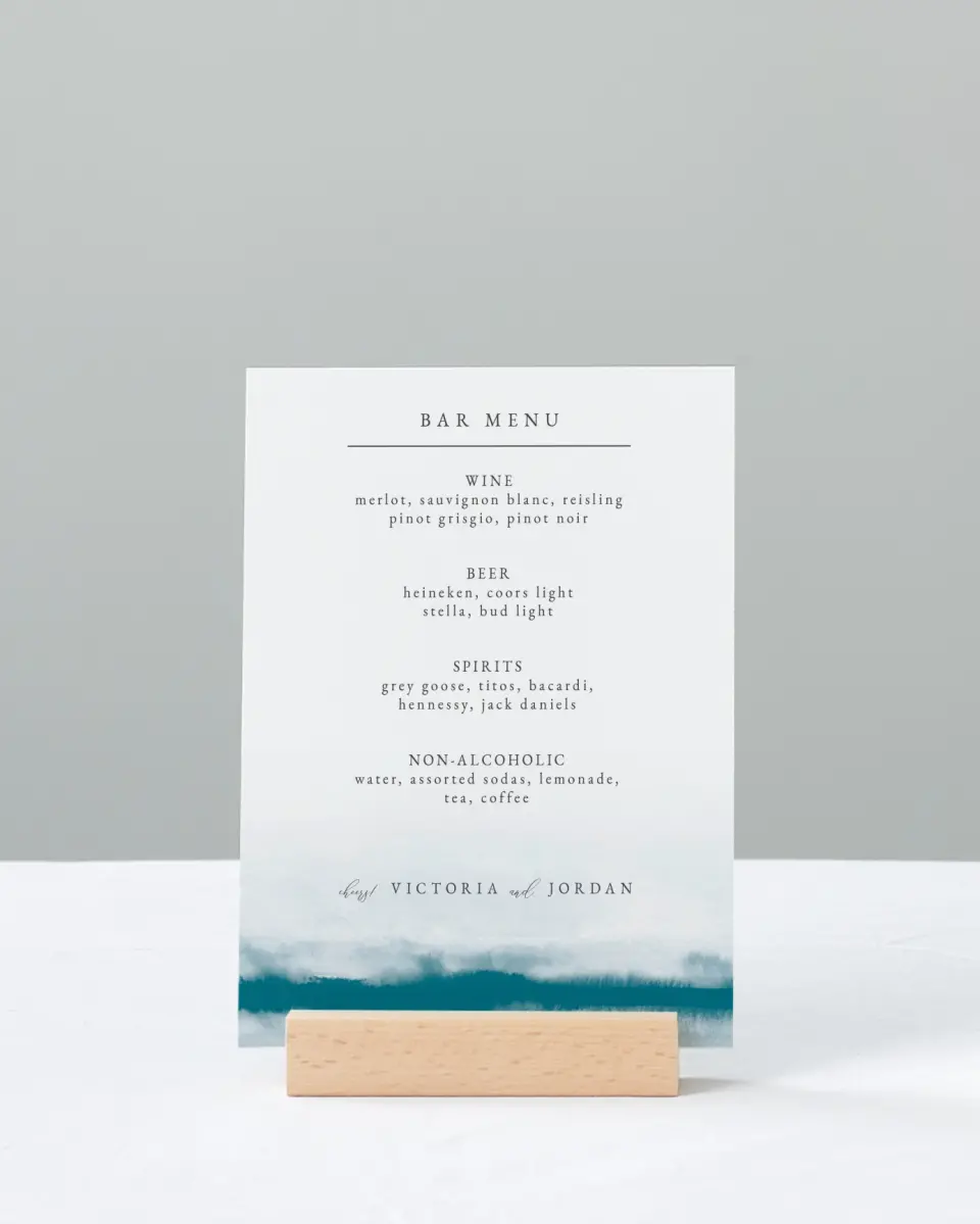 This is a 11" x 14" Menu Sign called Shore Impression printed in full color