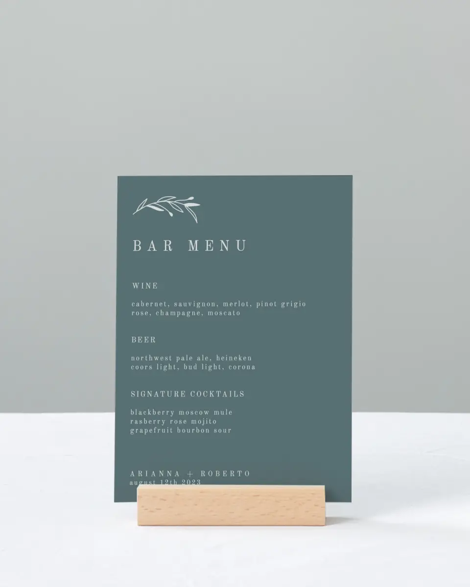 This is a 11" x 14" Menu Sign called Growing Arc printed in full color with Rose Gold foil