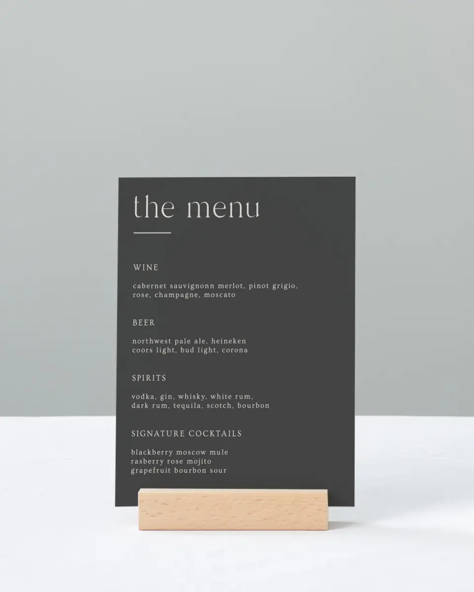 This is a 11" x 14" Menu Sign called Simple Gathering printed in full color