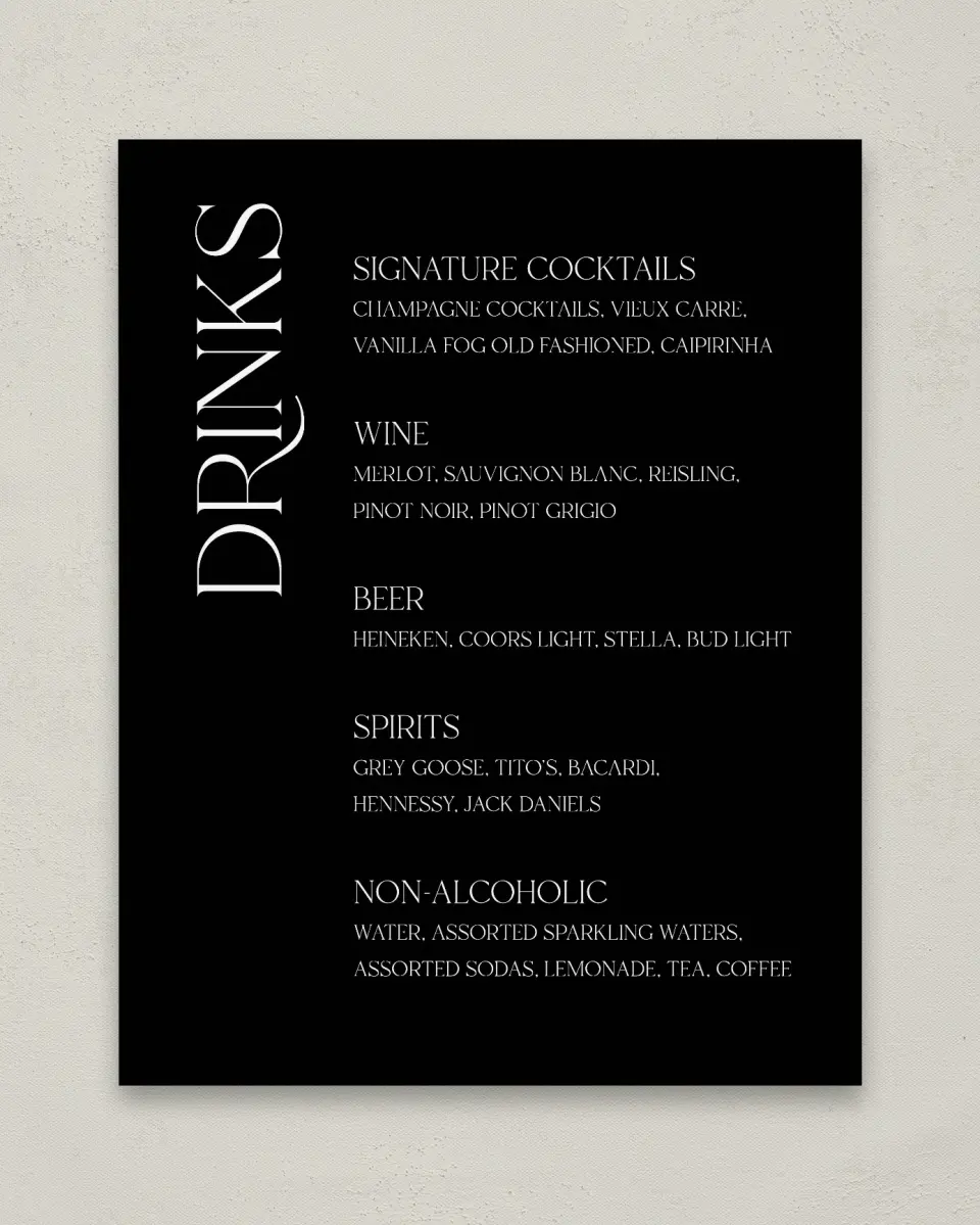 This is a 11" x 14" Menu Sign called The Lucy printed in full color