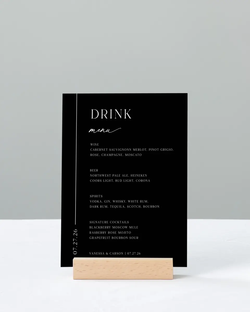 This is a 11" x 14" Menu Sign called Endless Love printed in full color with Gold foil