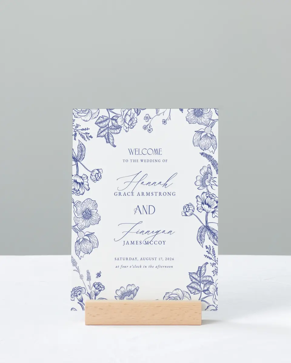 This is a 11" x 14" Welcome Sign called Modern Chinoiserie printed in full color