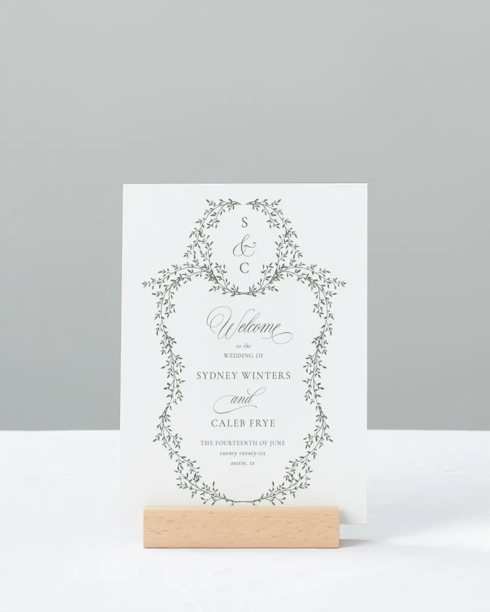 This is a 11" x 14" Welcome Sign called Elegant Frame printed in full color