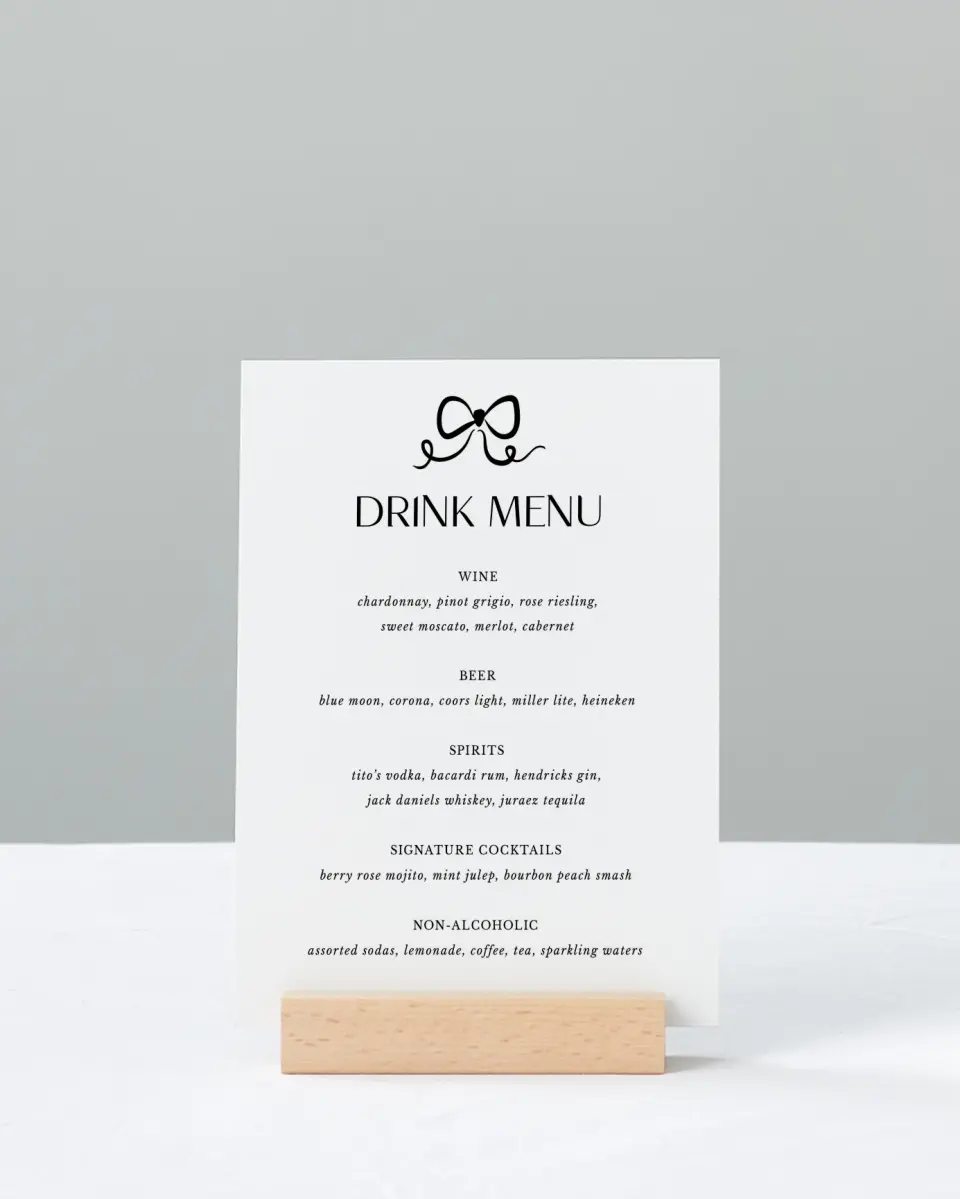 This is a 11" x 14" Menu Sign called The Madison printed in full color