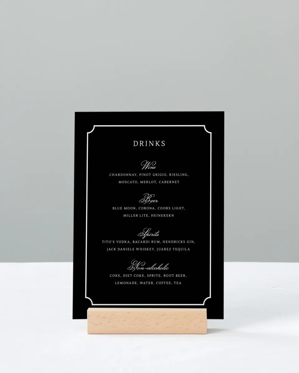 This is a 11" x 14" Menu Sign called Elegant Tradition printed in full color