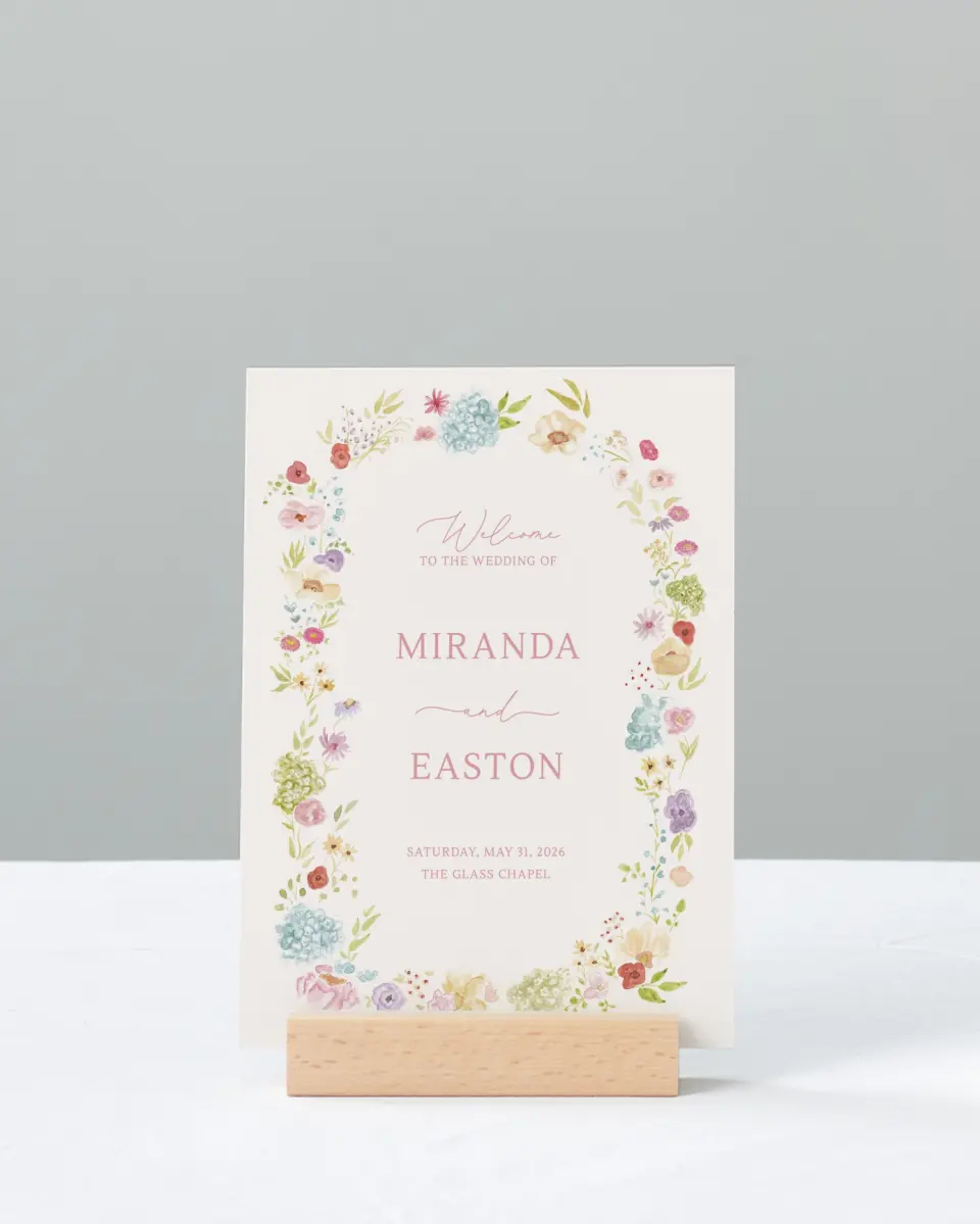 This is a 11" x 14" Welcome Sign called Dainty Garden printed in full color