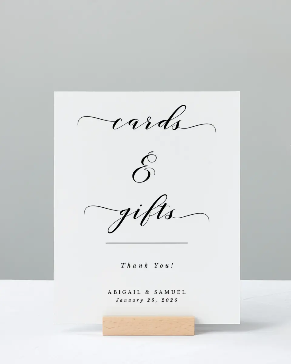 This is a 8" x 10" Cards & Gifts Sign called Timeless Eloquence printed in full color