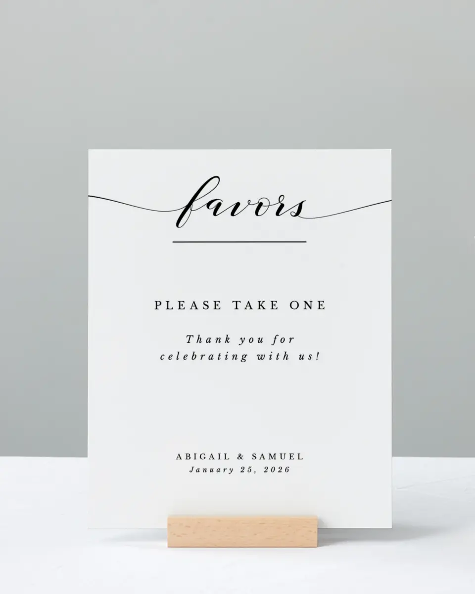 This is a 8" x 10" Favor Sign called Timeless Eloquence printed in full color