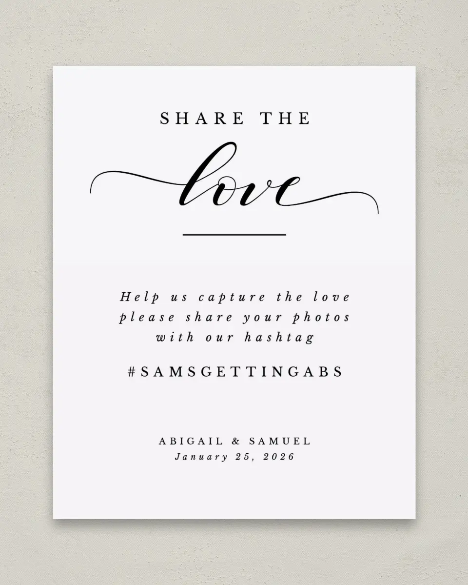 This is a 8" x 10" Share the Love Sign called Timeless Eloquence printed in full color with Silver foil
