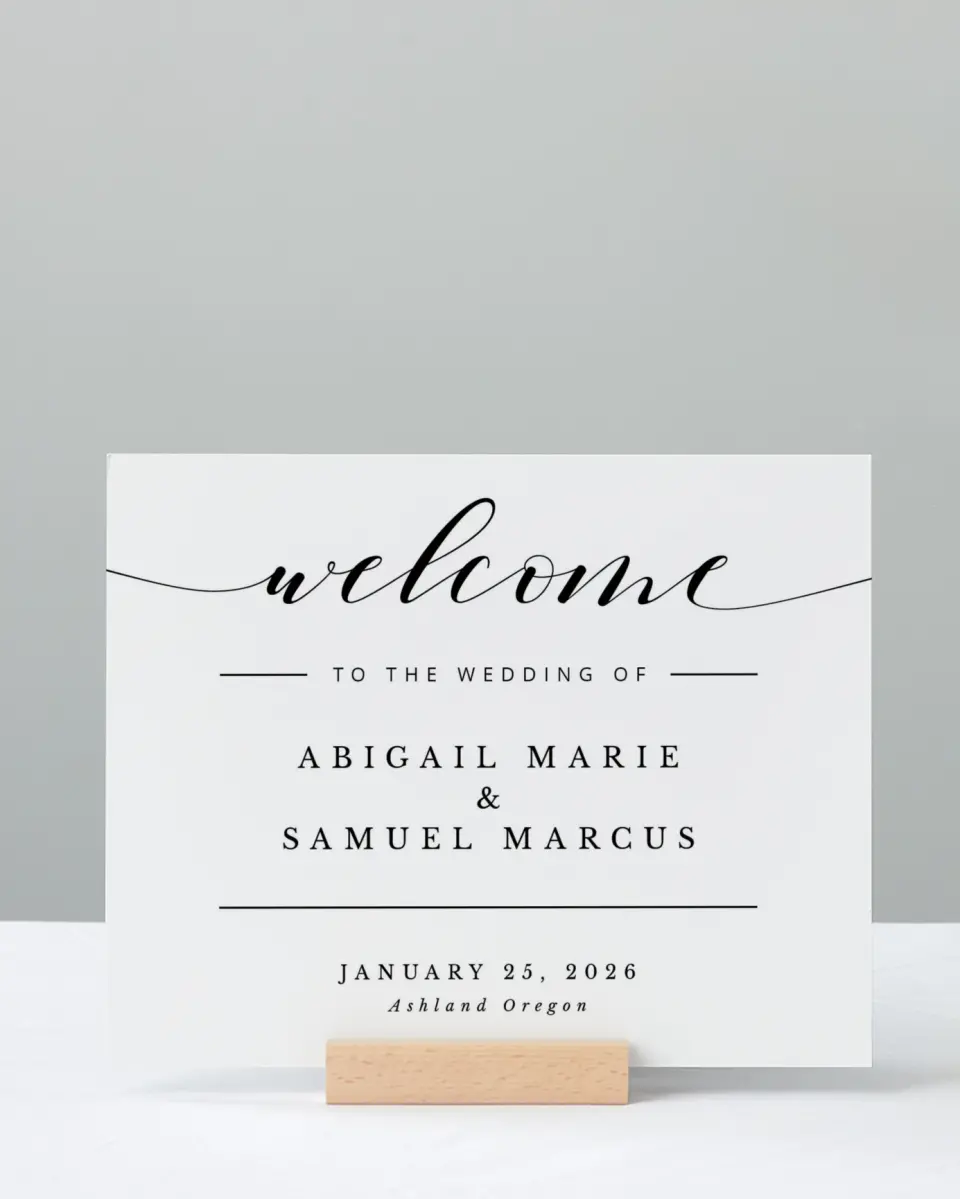 This is a 8" x 10" Welcome Sign called Timeless Eloquence printed in full color