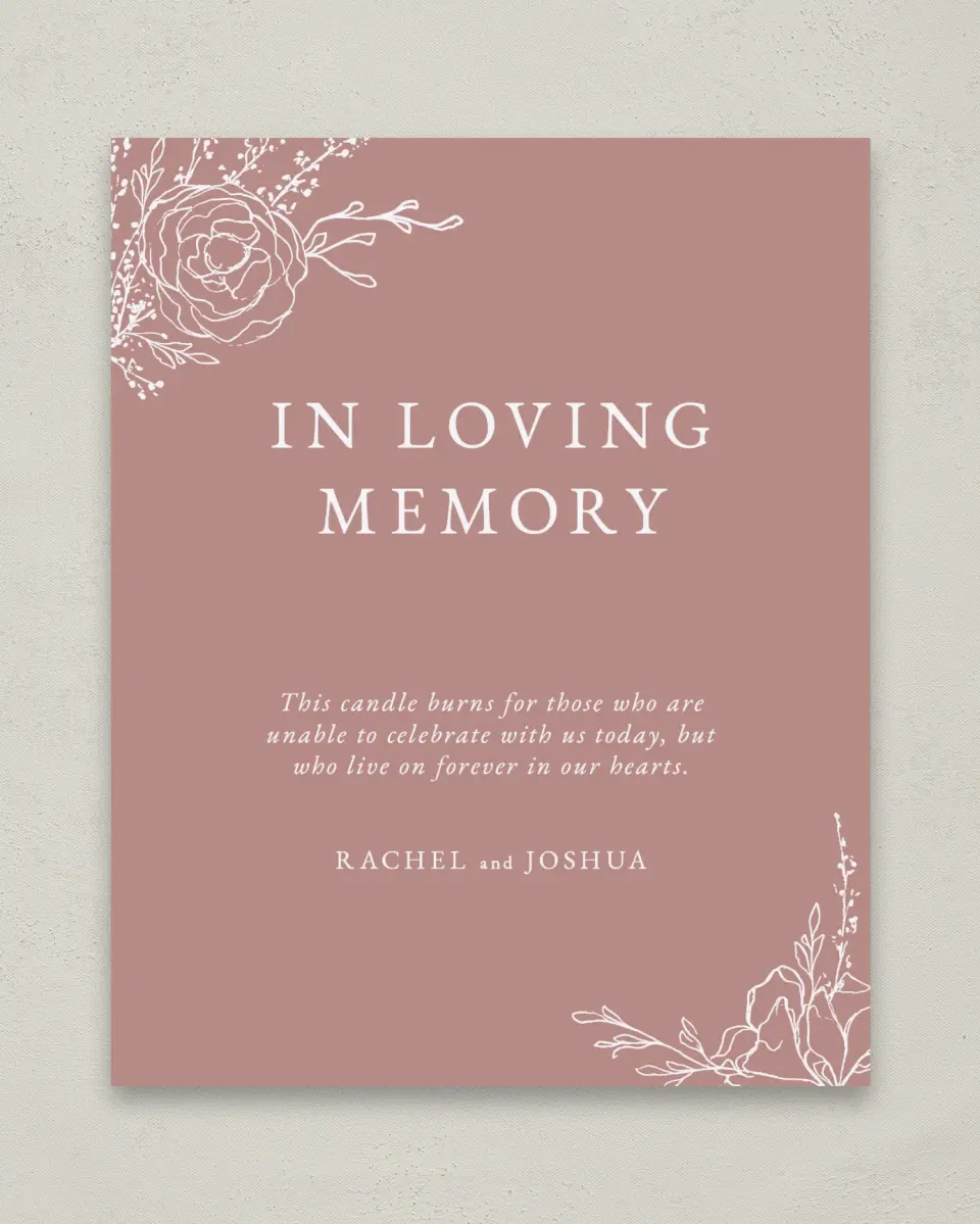This is a 8" x 10" Loving Memory Sign called Blooming Rose printed in full color