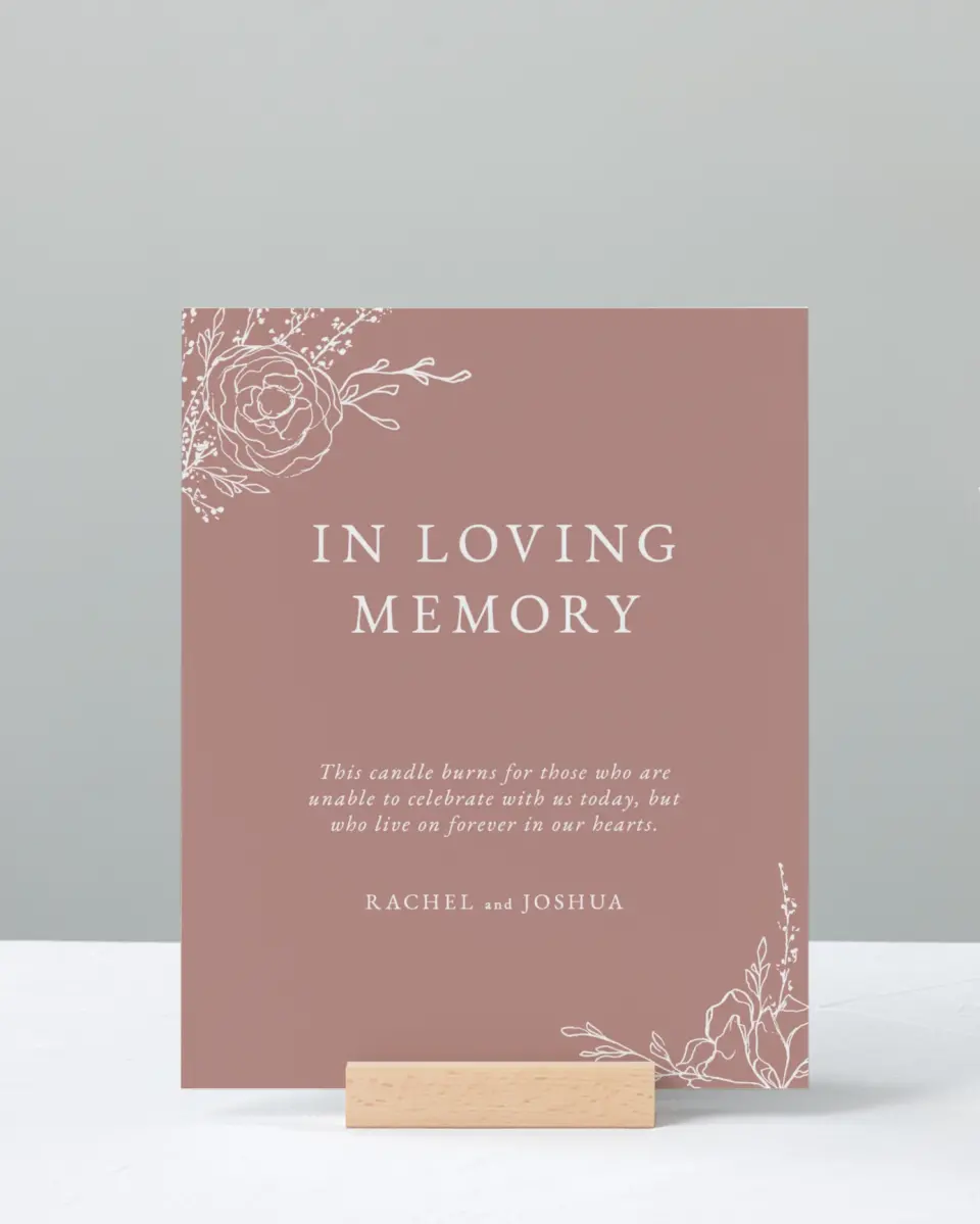This is a 8" x 10" Loving Memory Sign called Blooming Rose printed in full color