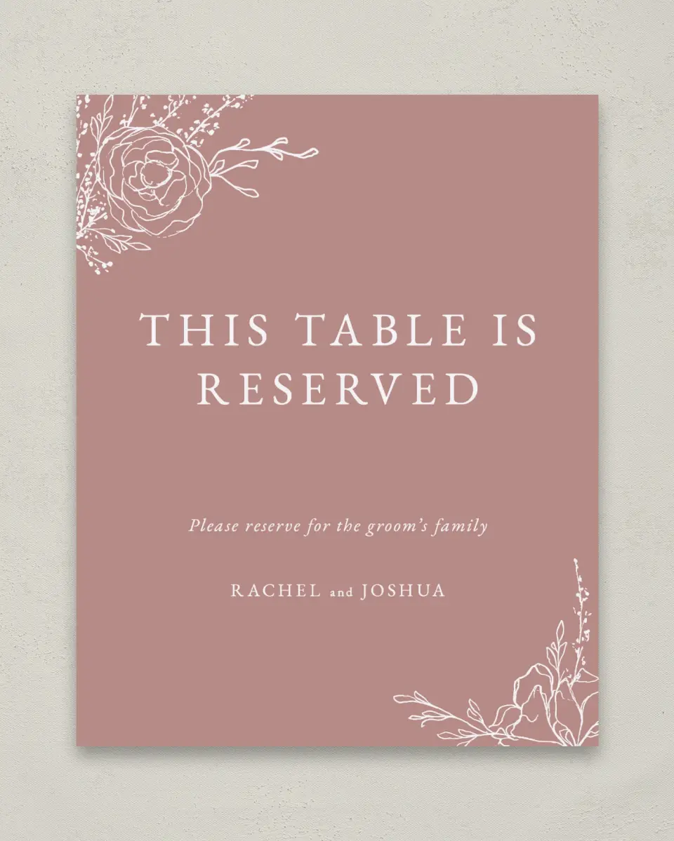 This is a 8" x 10" Reserved Seating Sign called Blooming Rose printed in full color