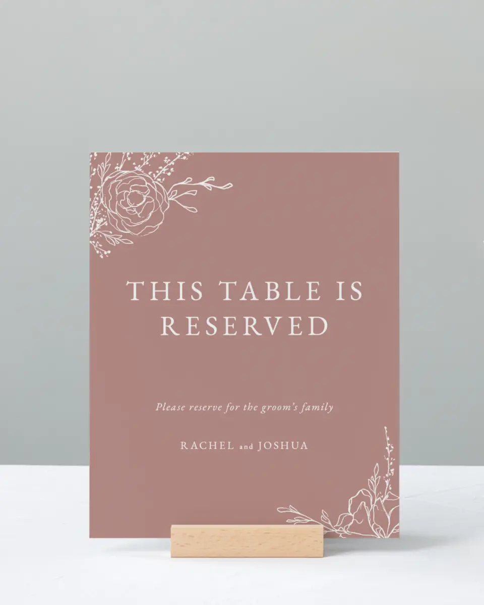 This is a 8" x 10" Reserved Seating Sign called Blooming Rose printed in full color