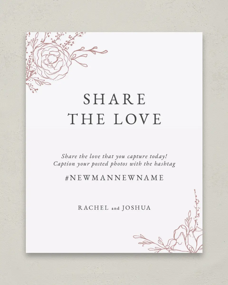 This is a 8" x 10" Share the Love Sign called Blooming Rose printed in full color with Silver foil