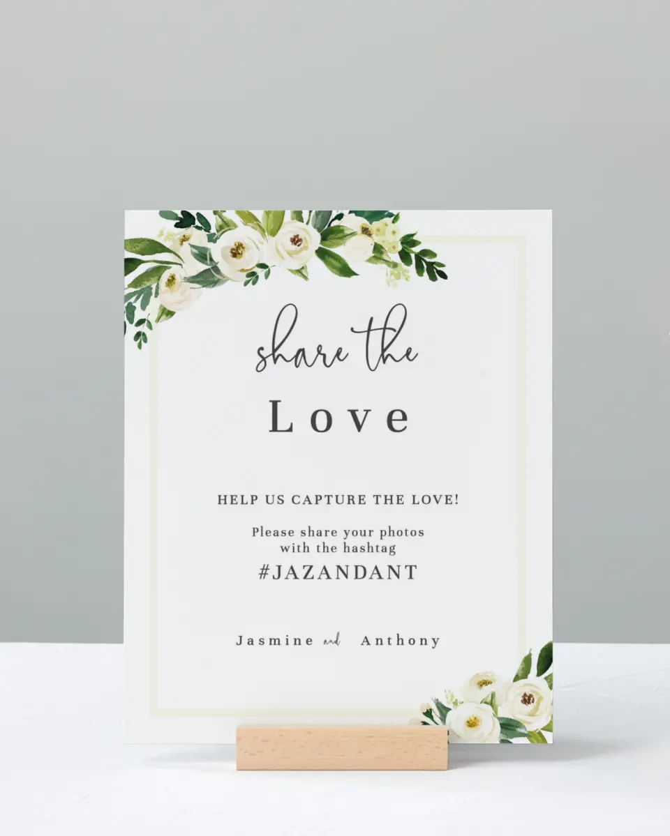 This is a 8" x 10" Share the Love Sign called Wedding Florals printed in full color