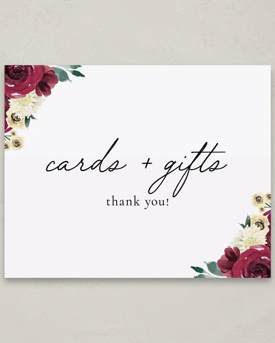 This is a 8" x 10" Cards & Gifts Sign called Floral Touch printed in full color