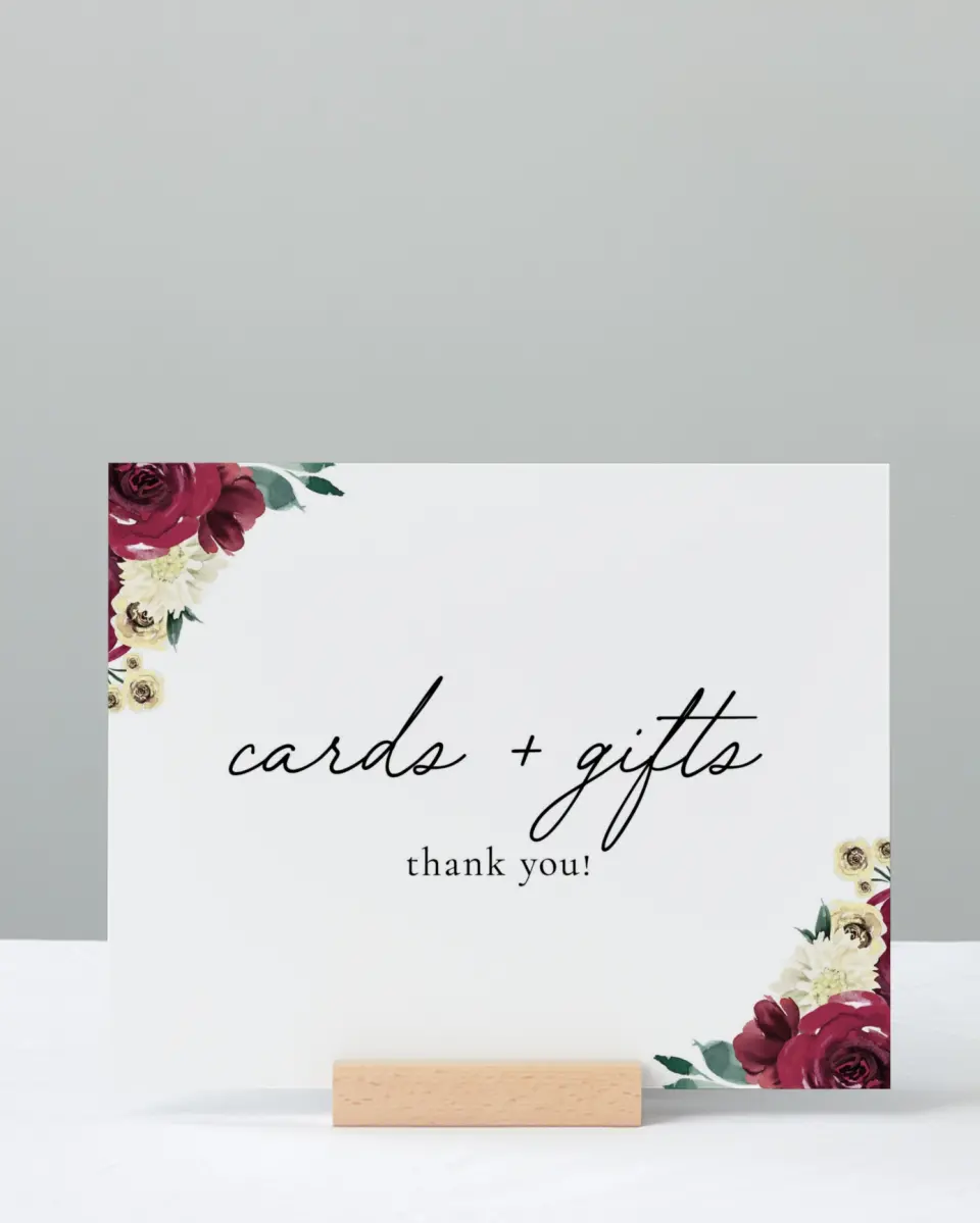 This is a 8" x 10" Cards & Gifts Sign called Floral Touch printed in full color