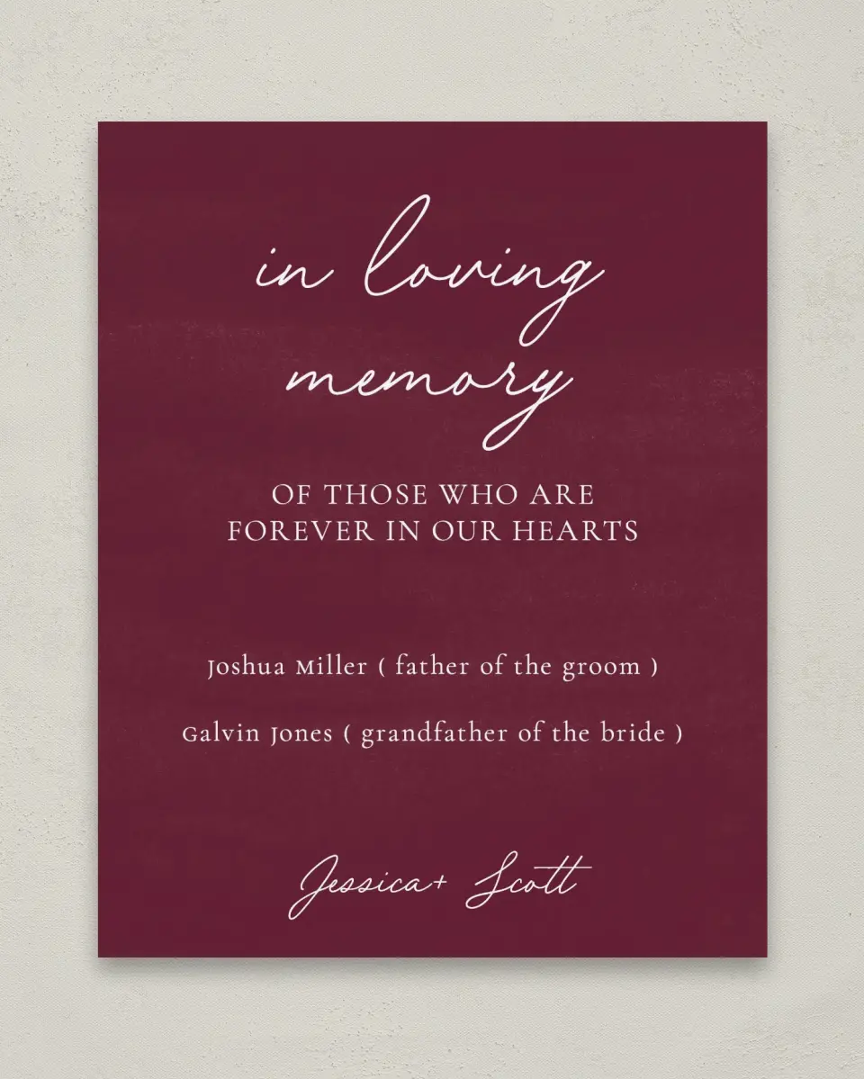 This is a 8" x 10" Loving Memory Sign called Floral Touch printed in full color