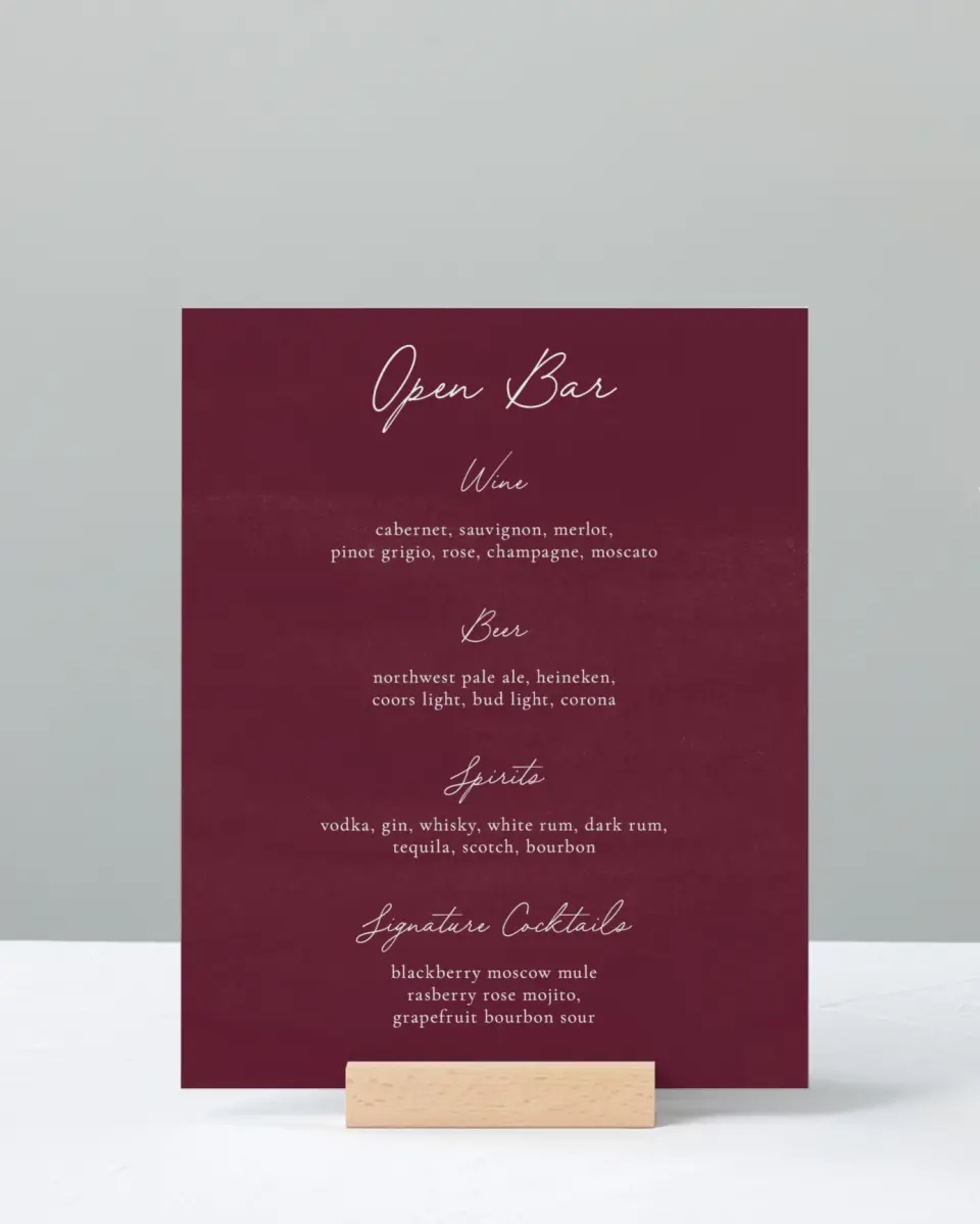 This is a 8" x 10" Menu Sign called Floral Touch printed in full color