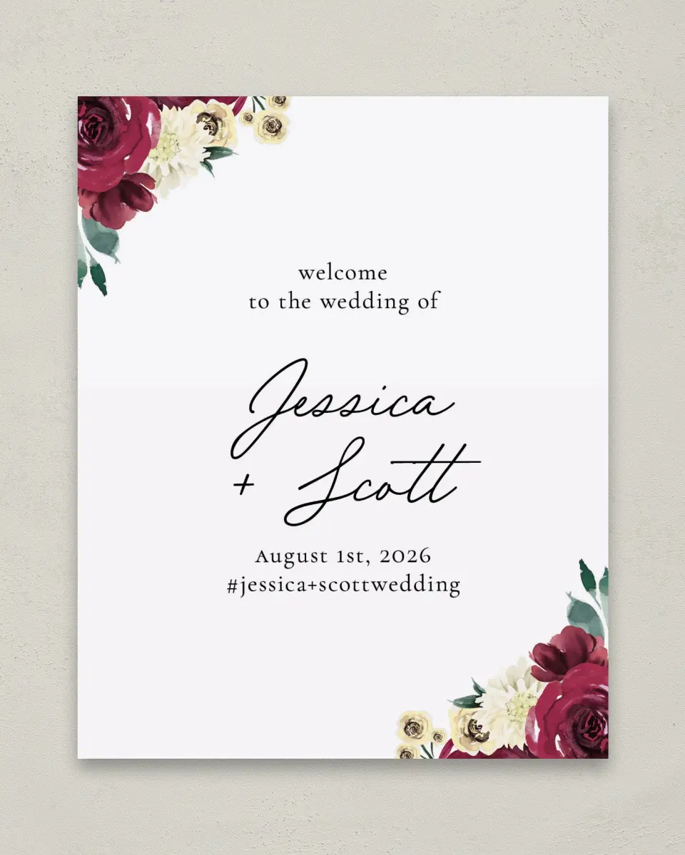 This is a 8" x 10" Welcome Sign called Floral Touch printed in full color