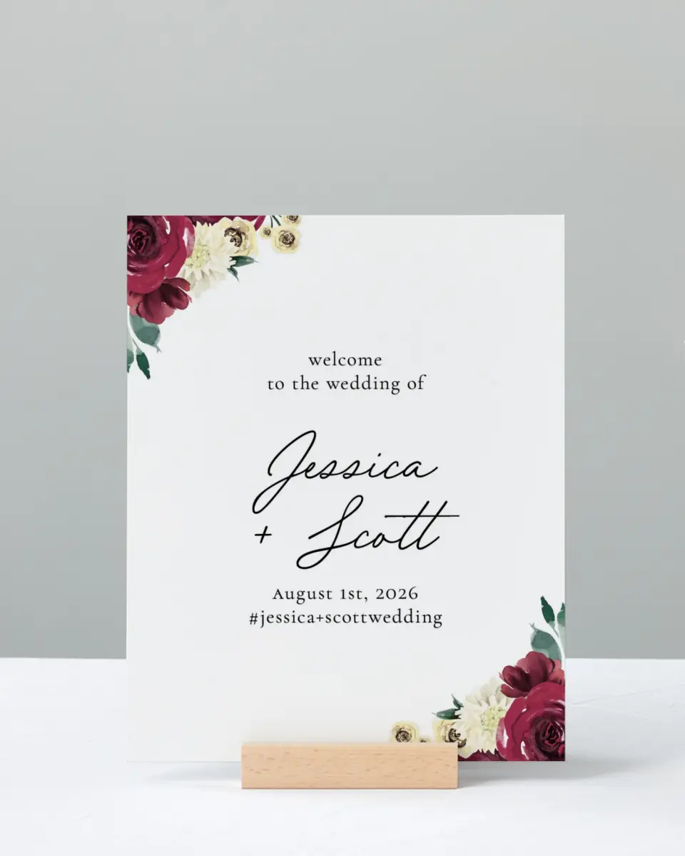This is a 8" x 10" Welcome Sign called Floral Touch printed in full color
