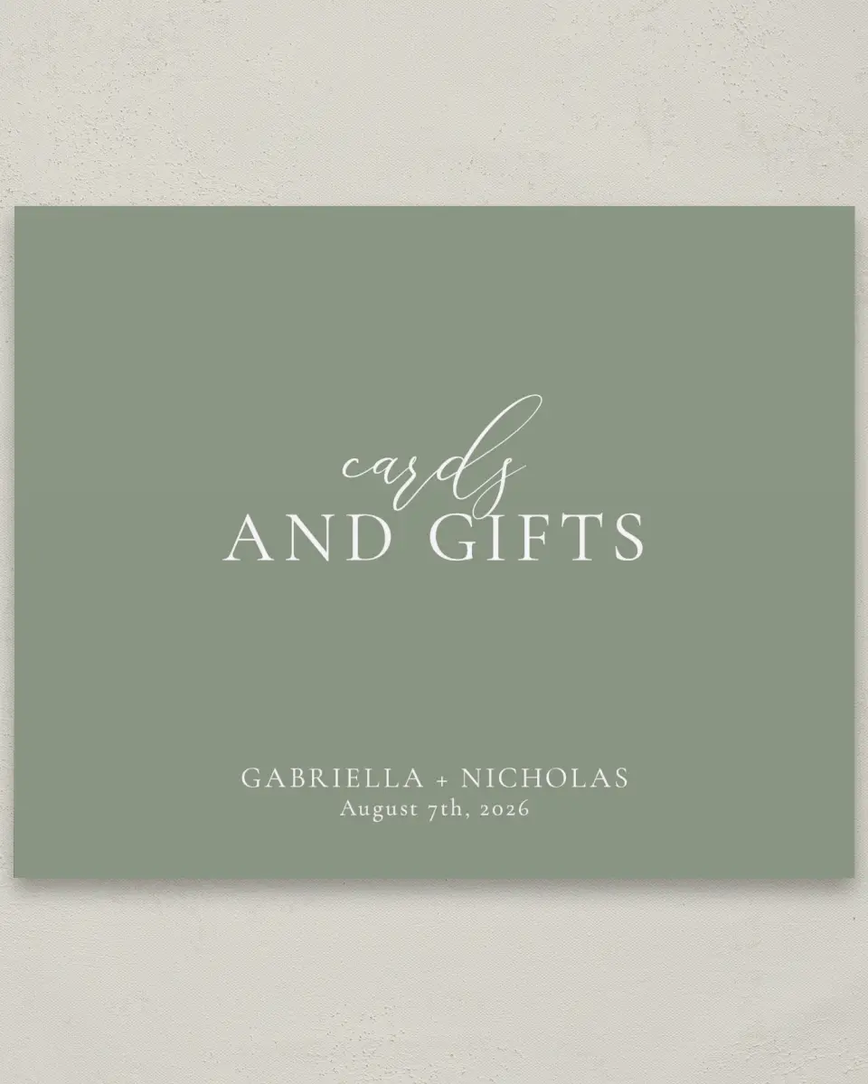 This is a 8" x 10" Cards & Gifts Sign called Minimalist Type printed in full color