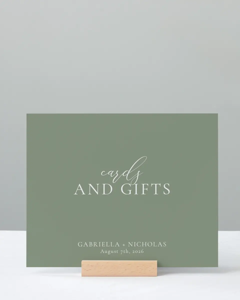This is a 8" x 10" Cards & Gifts Sign called Minimalist Type printed in full color