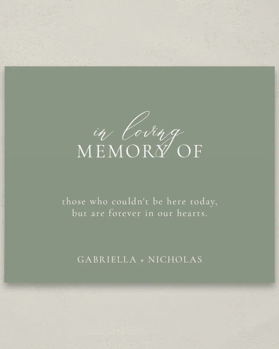 This is a 8" x 10" Loving Memory Sign called Minimalist Type printed in full color
