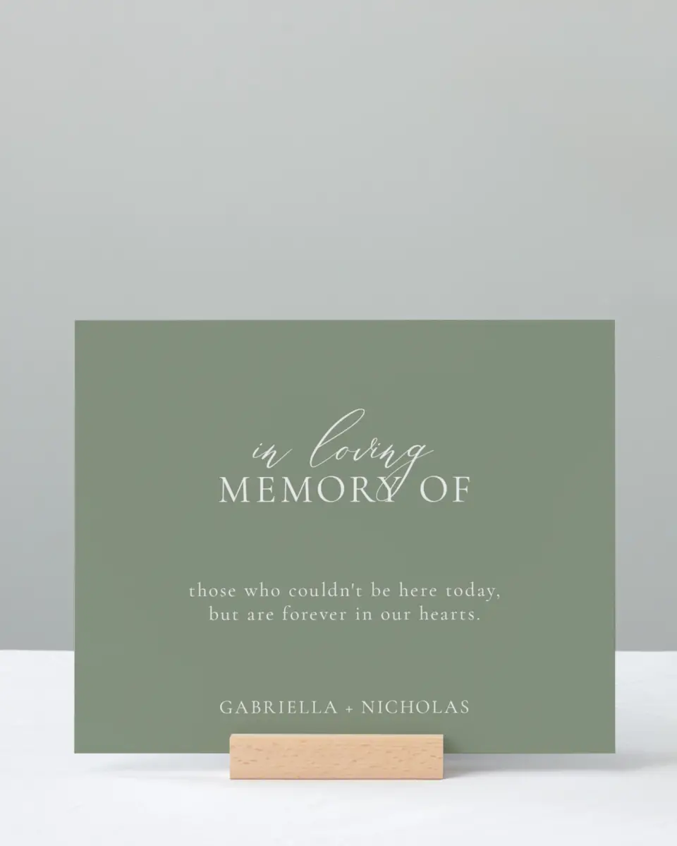 This is a 8" x 10" Loving Memory Sign called Minimalist Type printed in full color